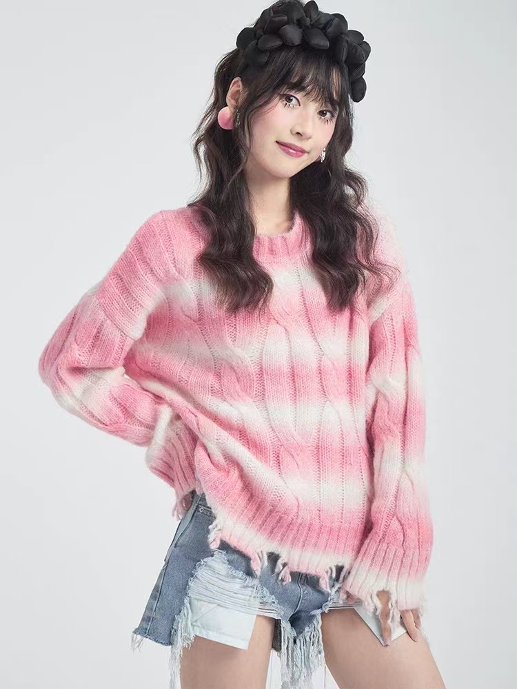Trendy Color-Block Lazy Style Women's Sweater