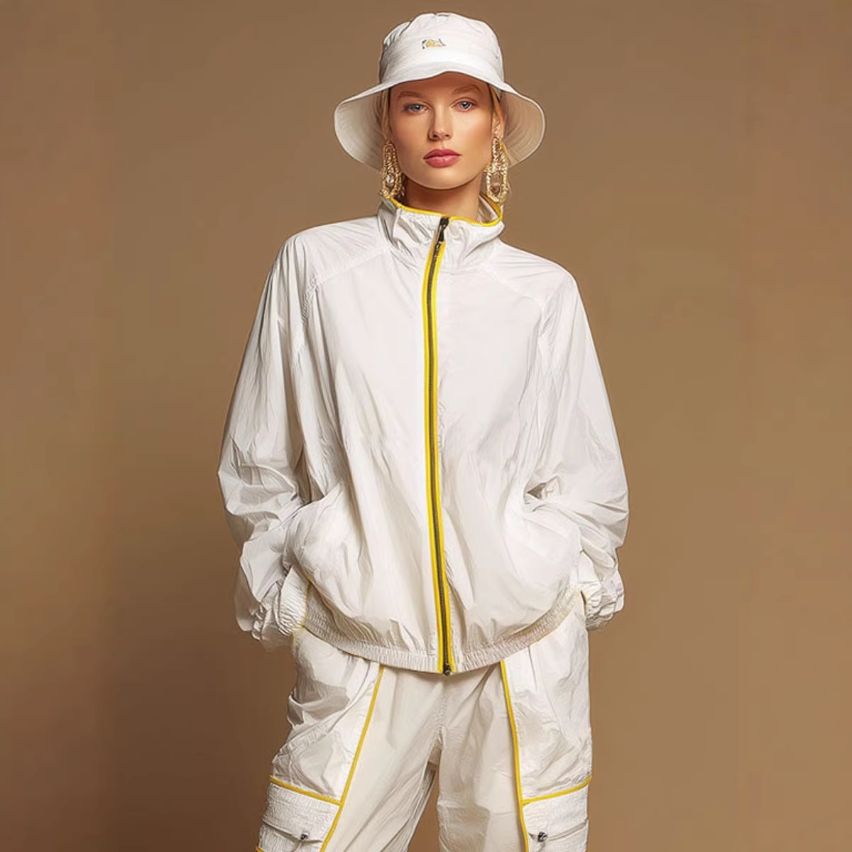 Women's Sun Protection Two-Piece Set with Long Sleeve Jacket and Shorts or Long Skirt, Lined
