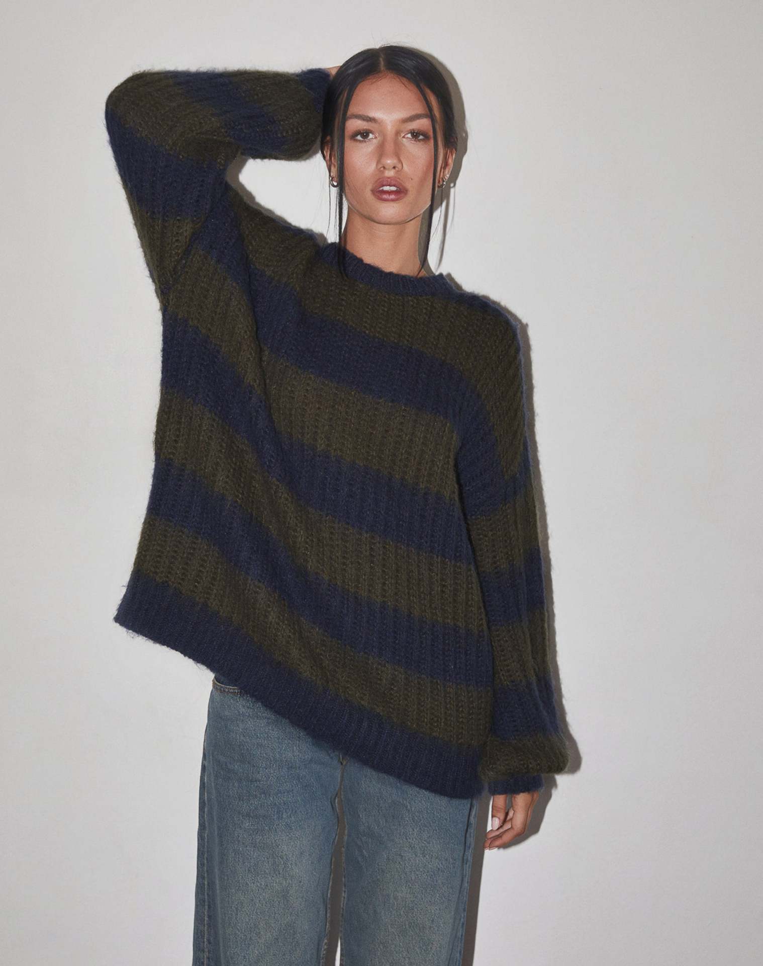 Women's Striped Crewneck Pullover Knit Sweater