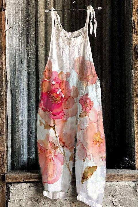 Sweet Floral Print Wide-Leg Jumpsuit