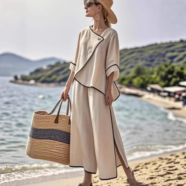 Women's Striped Print Wide-Leg Pants Casual Set