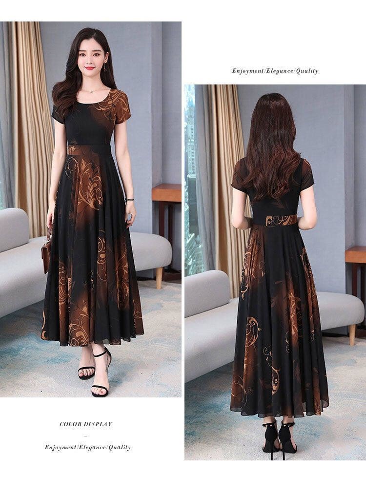 Plus Size Women's Floral Print A-Line Dress with Waist-Cinching Fit