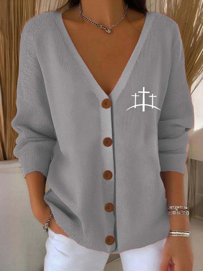 Casual Long-Sleeve Open-Front Cardigan Sweater