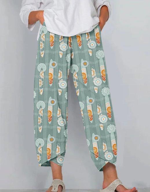 Women's Floral Print Cropped Jogger Pants Casual Multicolor