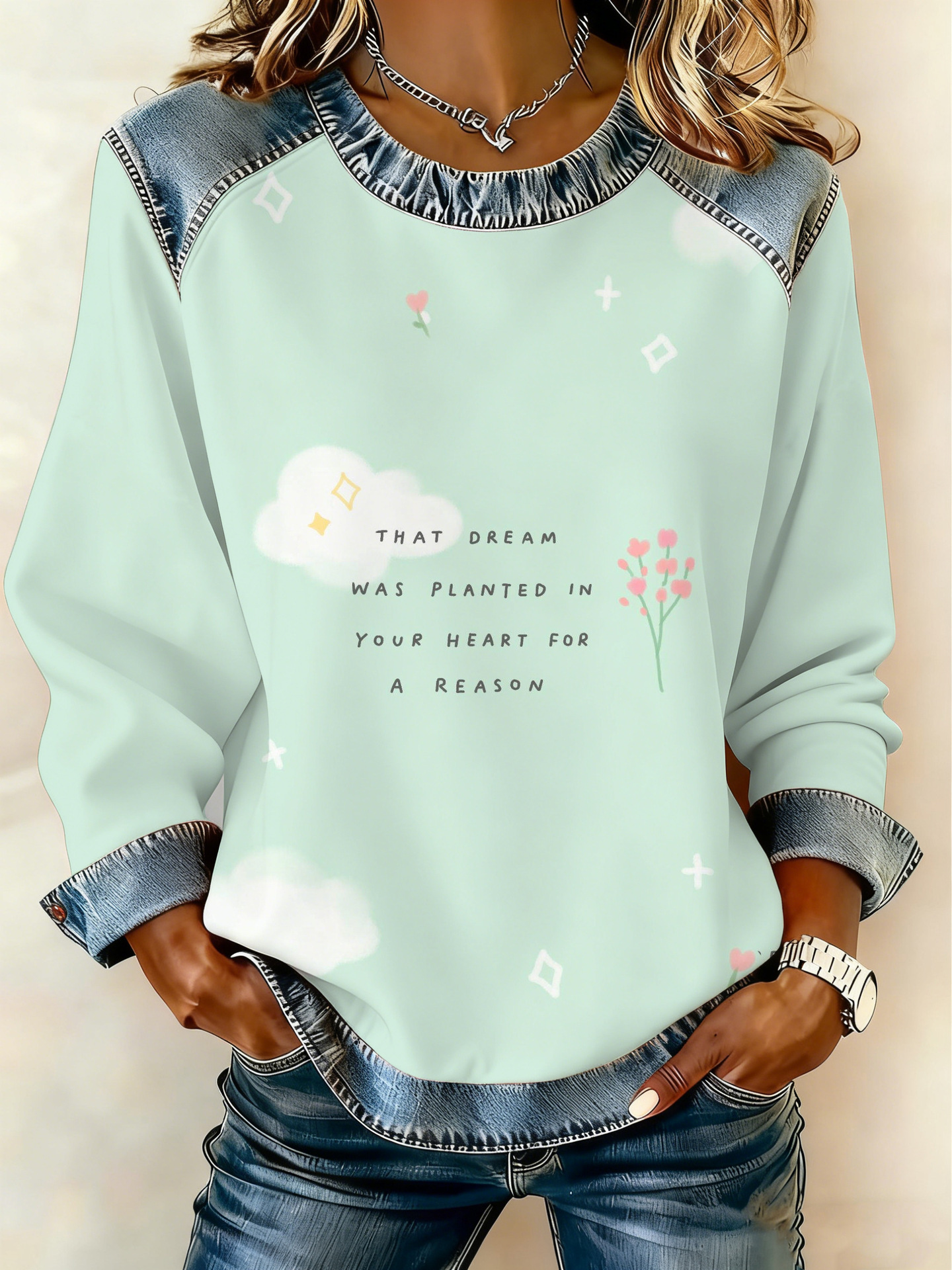 Women's Animal Lion Tiger Print Crewneck Sweatshirt
