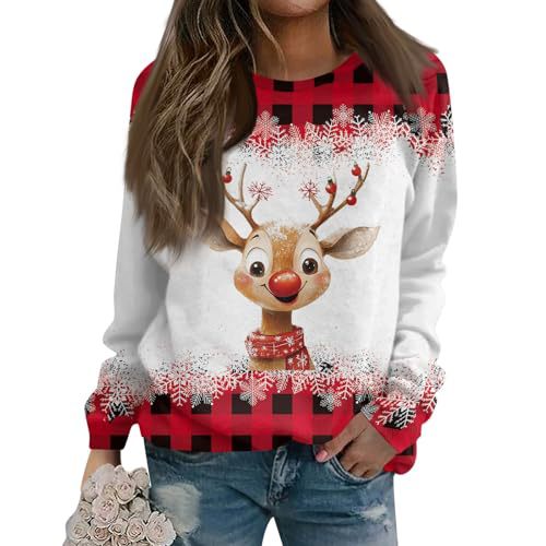 Women's Christmas Snowman Reindeer Print Sweatshirt