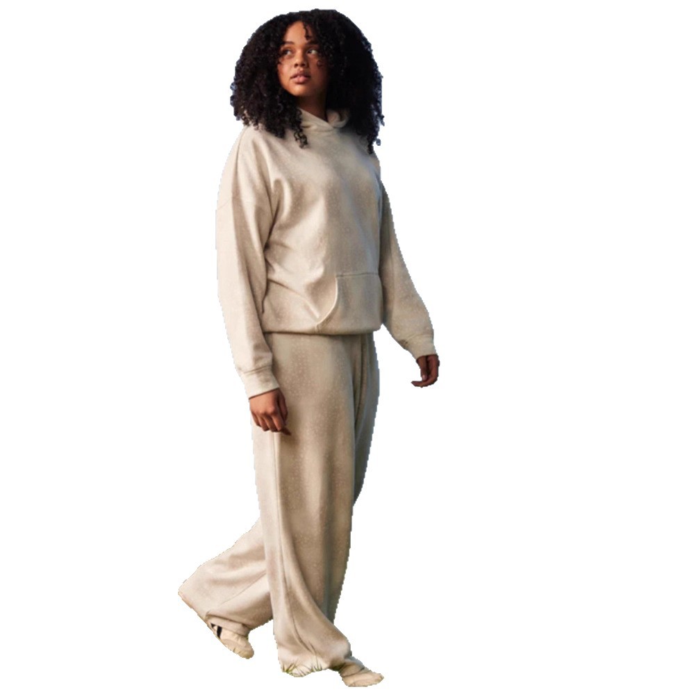 Women's Solid Hooded Long-Sleeve Top & Wide-Leg Pants Set