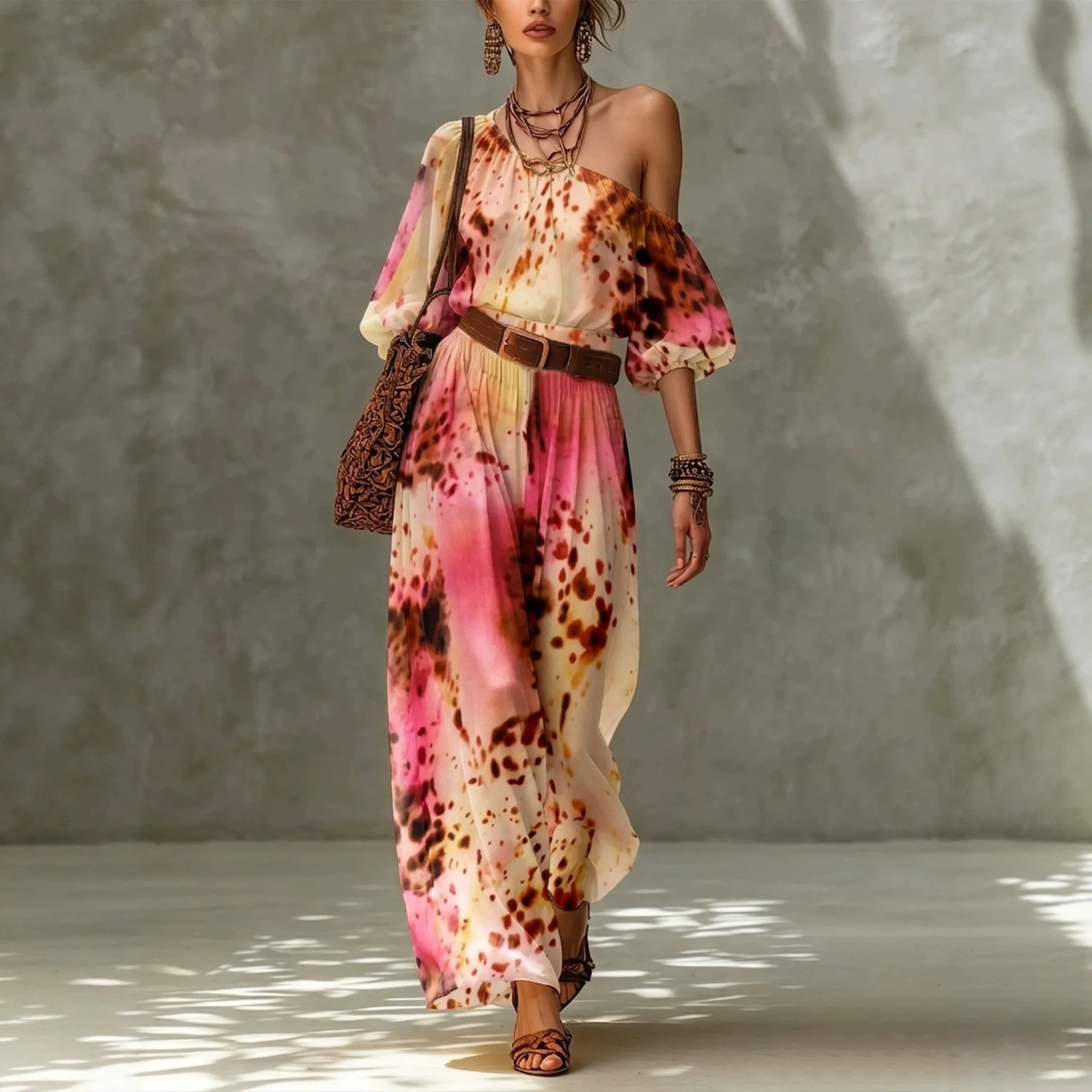 Women's Halter Neck Open Back Top and Relaxed Skirt Set
