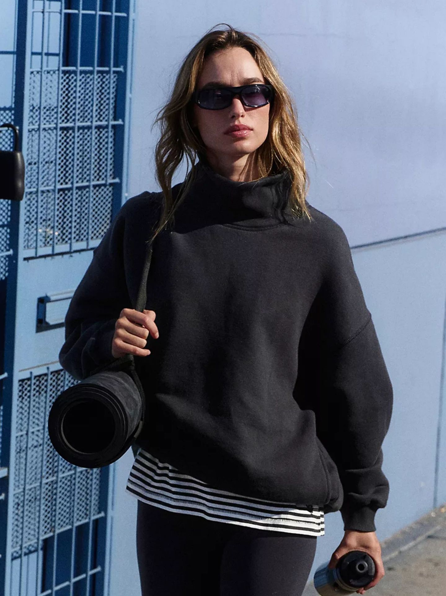 Women's Loose Crewneck High Neck Long Sleeve Pullover Sweatshirt