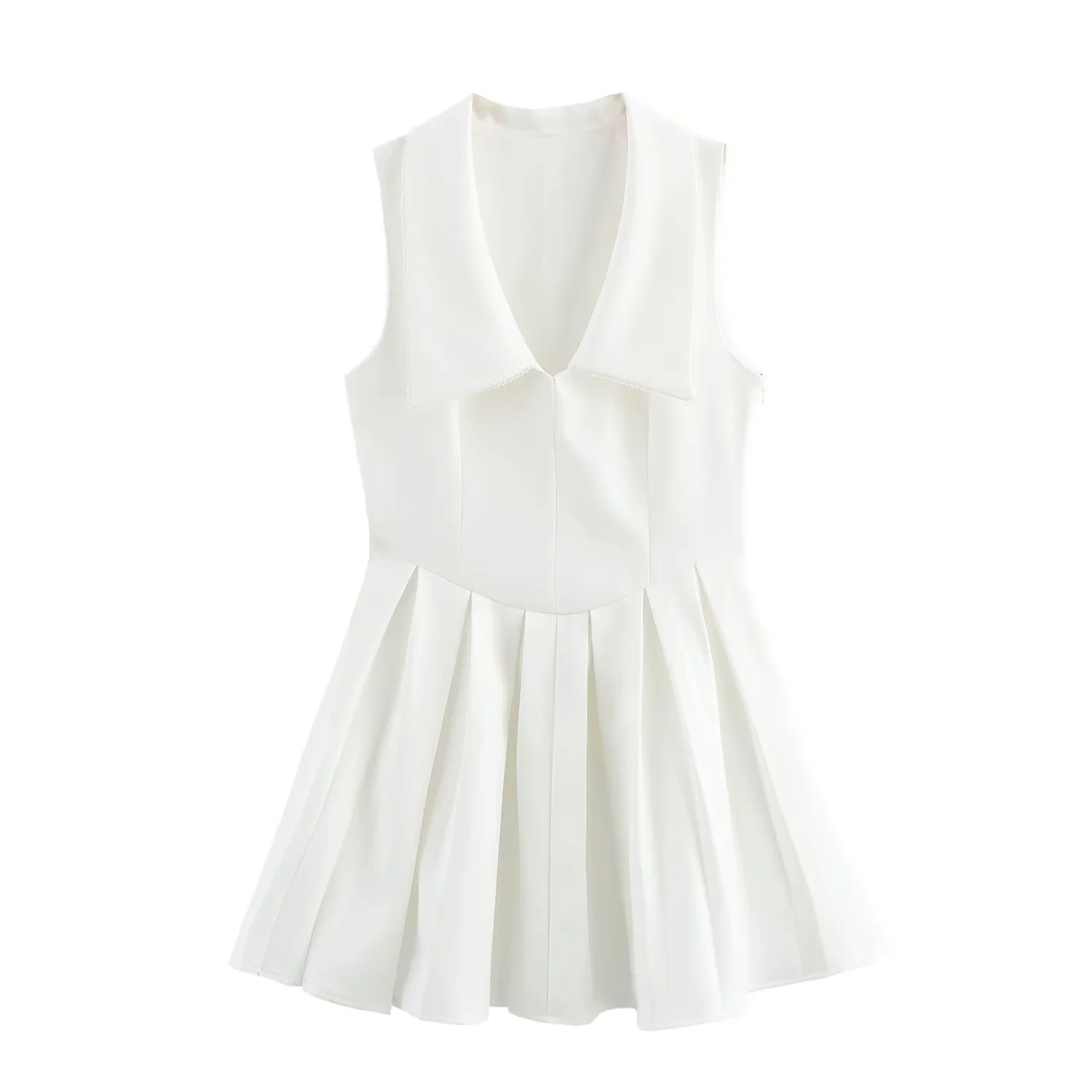 Women's V-Neck Sleeveless Pleated Midi Dress
