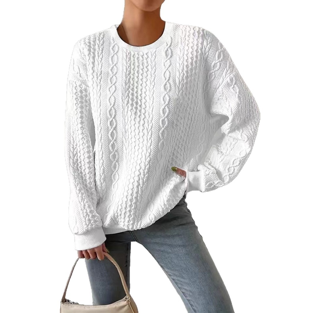 Women's Oversized Crewneck Long-Sleeve Sweatshirt Relaxed Fit Pullover