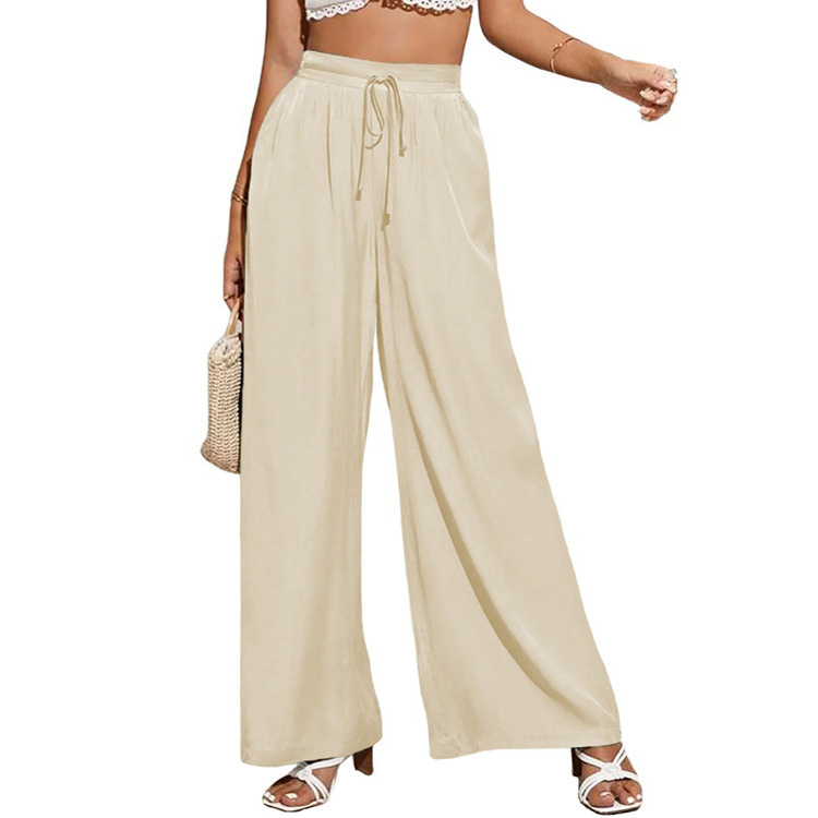Women's High-Waist Wide-Leg Pants with Drawstring