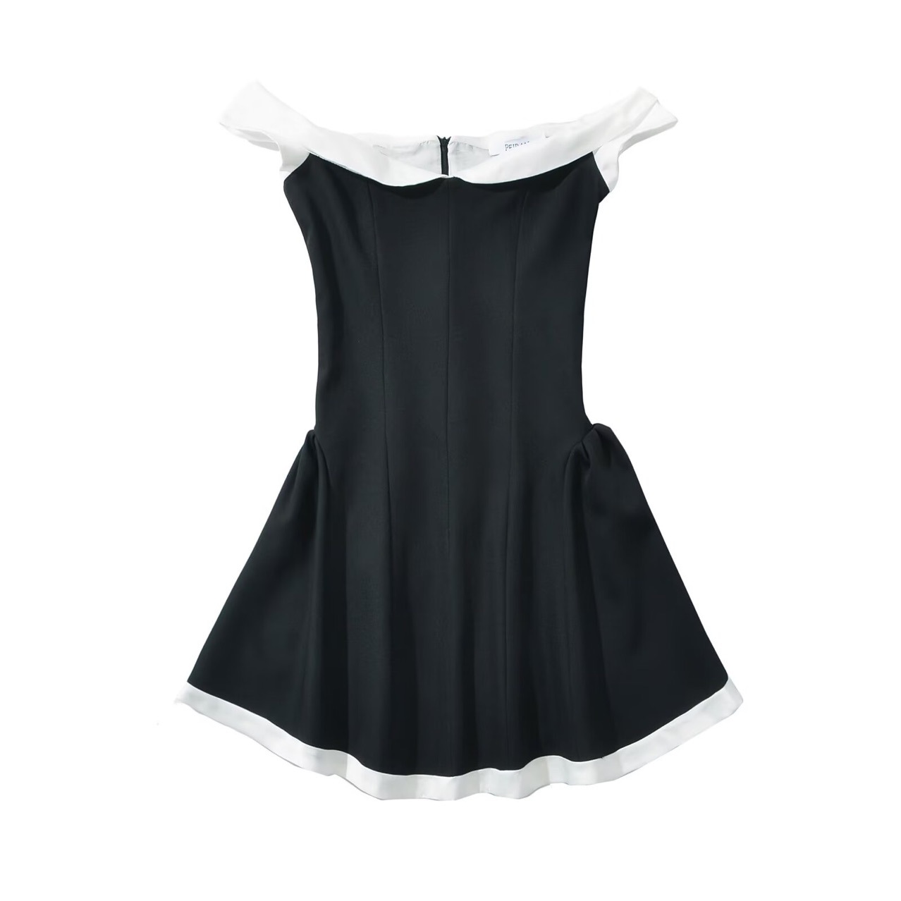 Women's Strapless Dress with Open Back and Puff Sleeves