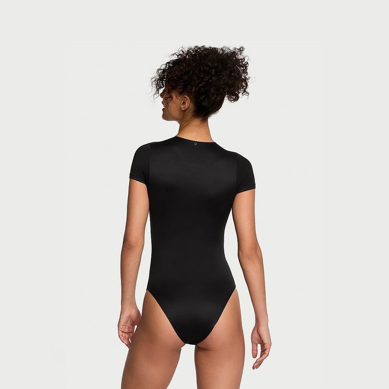 Women's Short Sleeve Stretchy Soft Silky Bodysuit