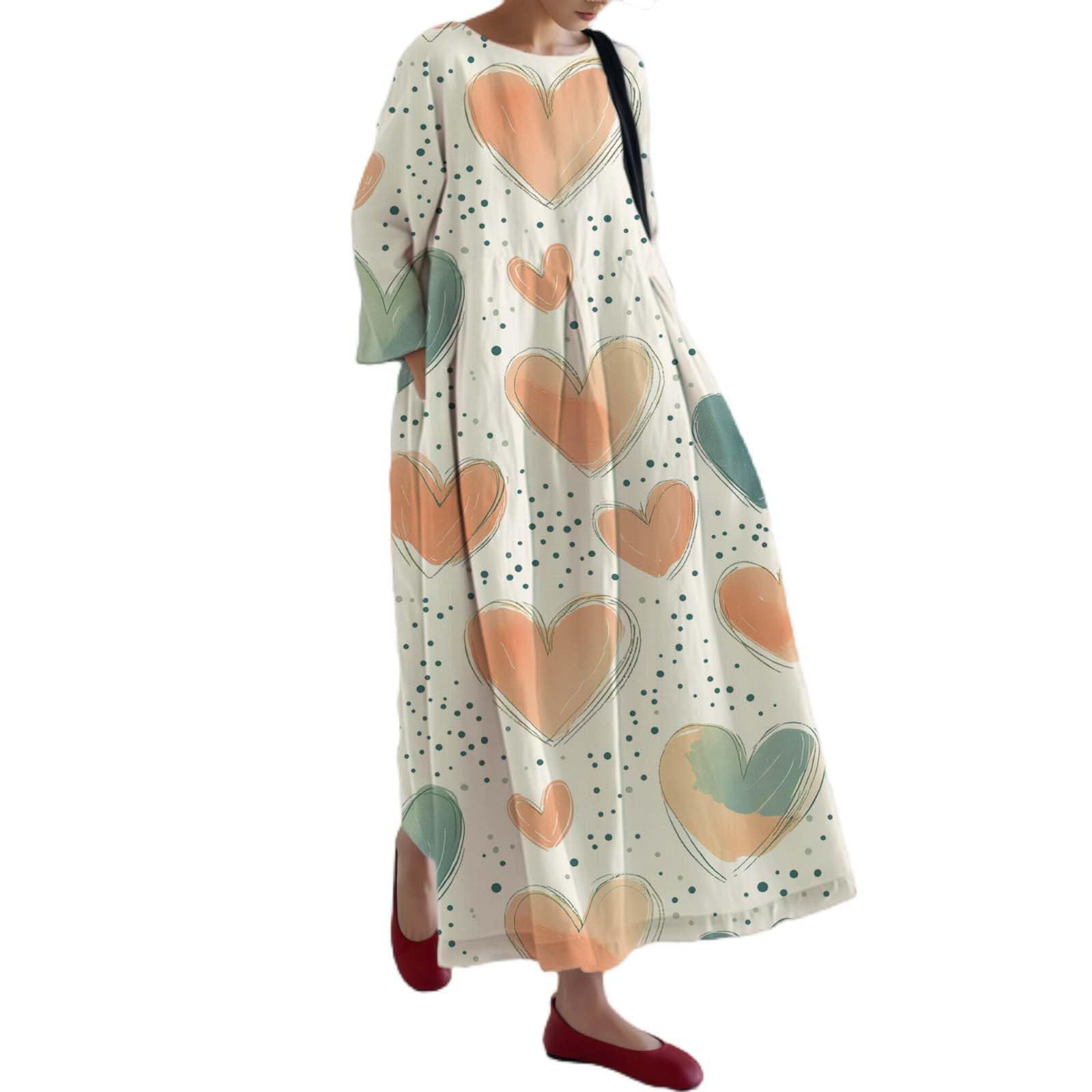 Women's Floral Print Casual A-Line Midi Dress