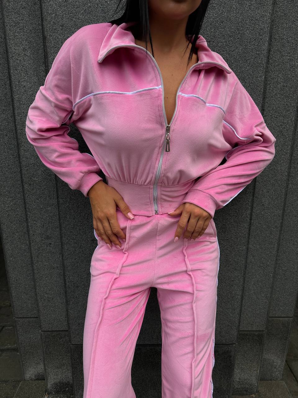 Women's Casual Two-Piece Set Long Sleeve Cardigan Sweatshirt & Striped Pants
