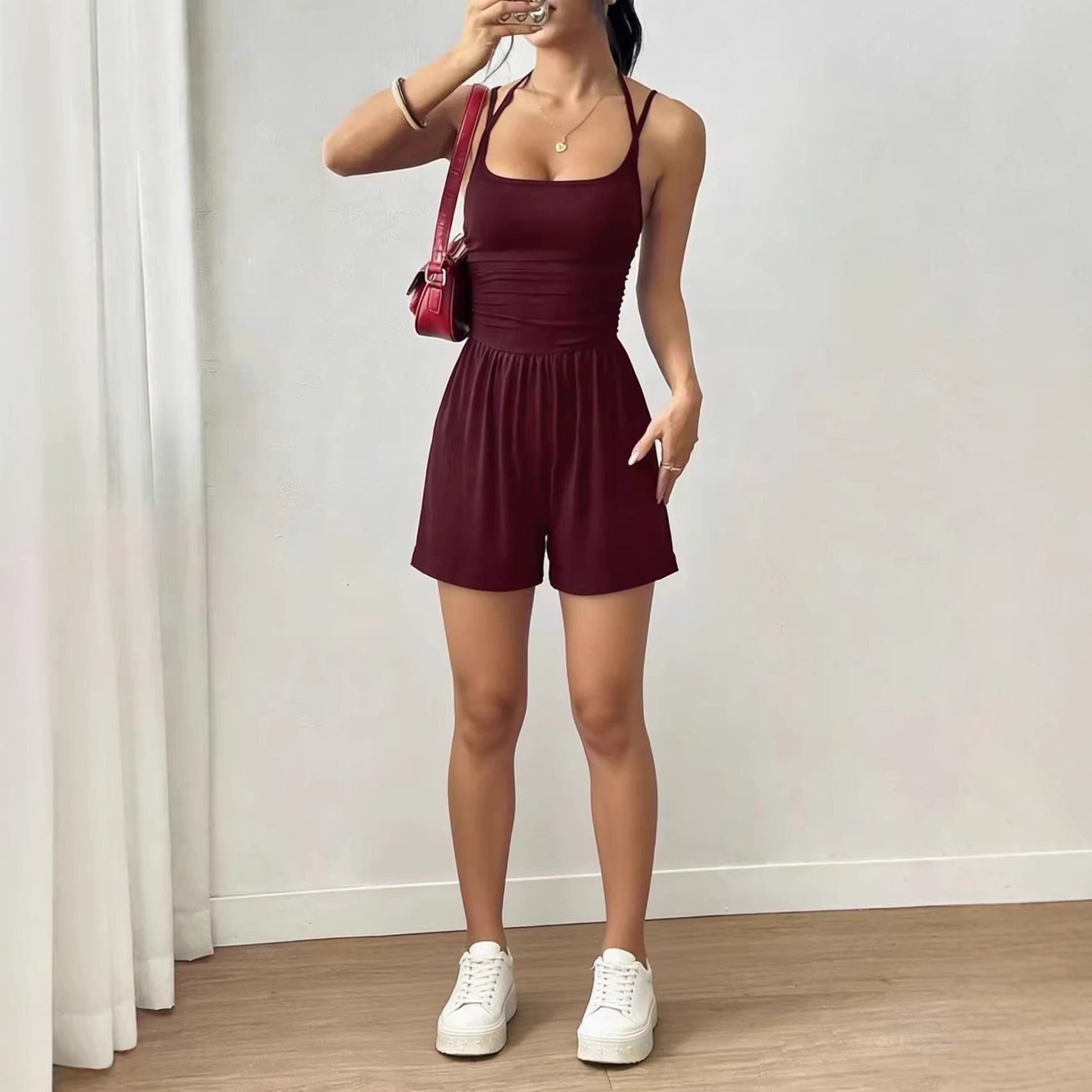Women's Solid Sleeveless High-Waist Cami Bodysuit