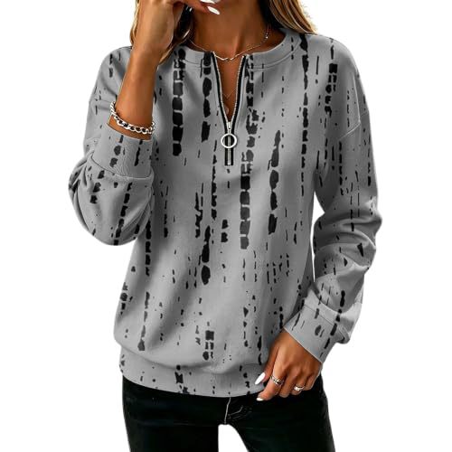 Polka Dot Print Half-Zip Stand Collar Hoodie for Women