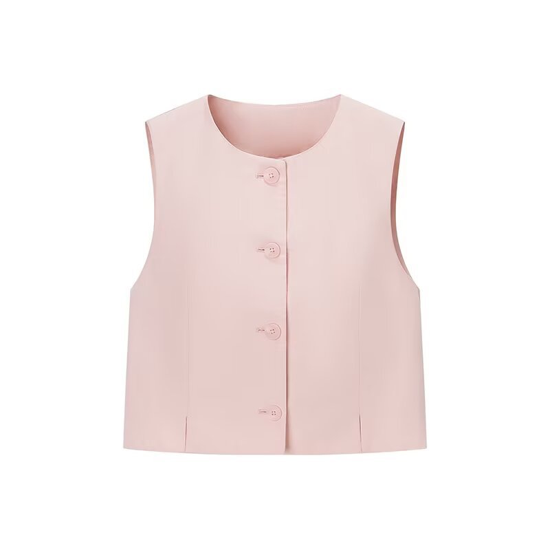 Women's Split-Design Short Vest & Pleated Wide-Leg Pants Set