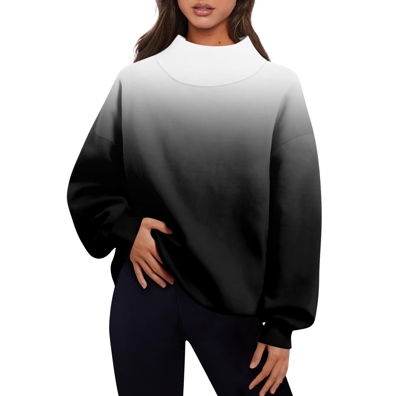Women's Fleece-Lined Mock Neck Pullover Sweatshirt