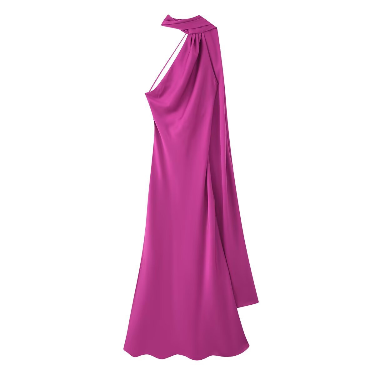 Women's Elegant Open-Back Halter Maxi Dress with Tie Detail