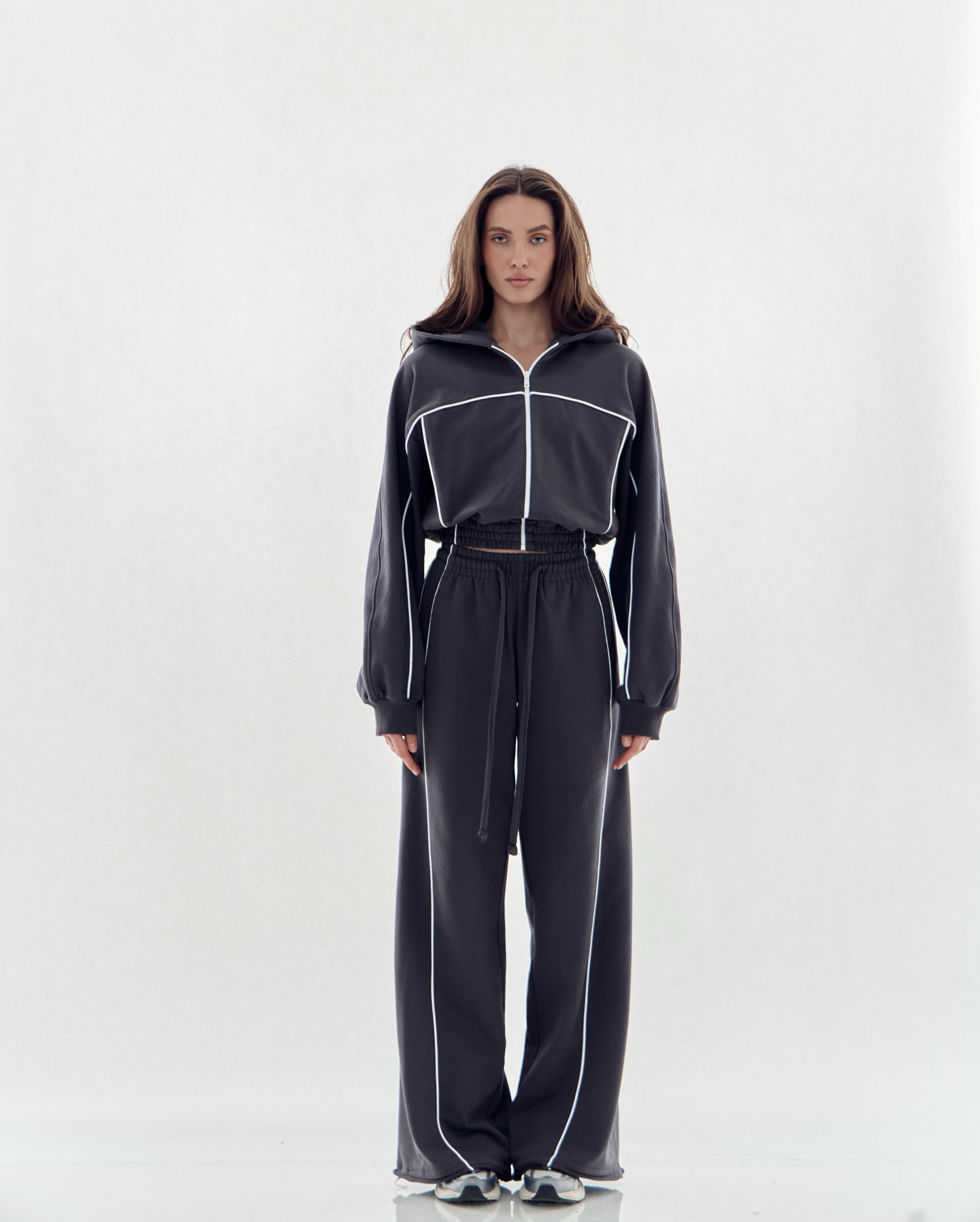 Women's Casual Hooded Zip Cardigan and Pants Two-Piece Set