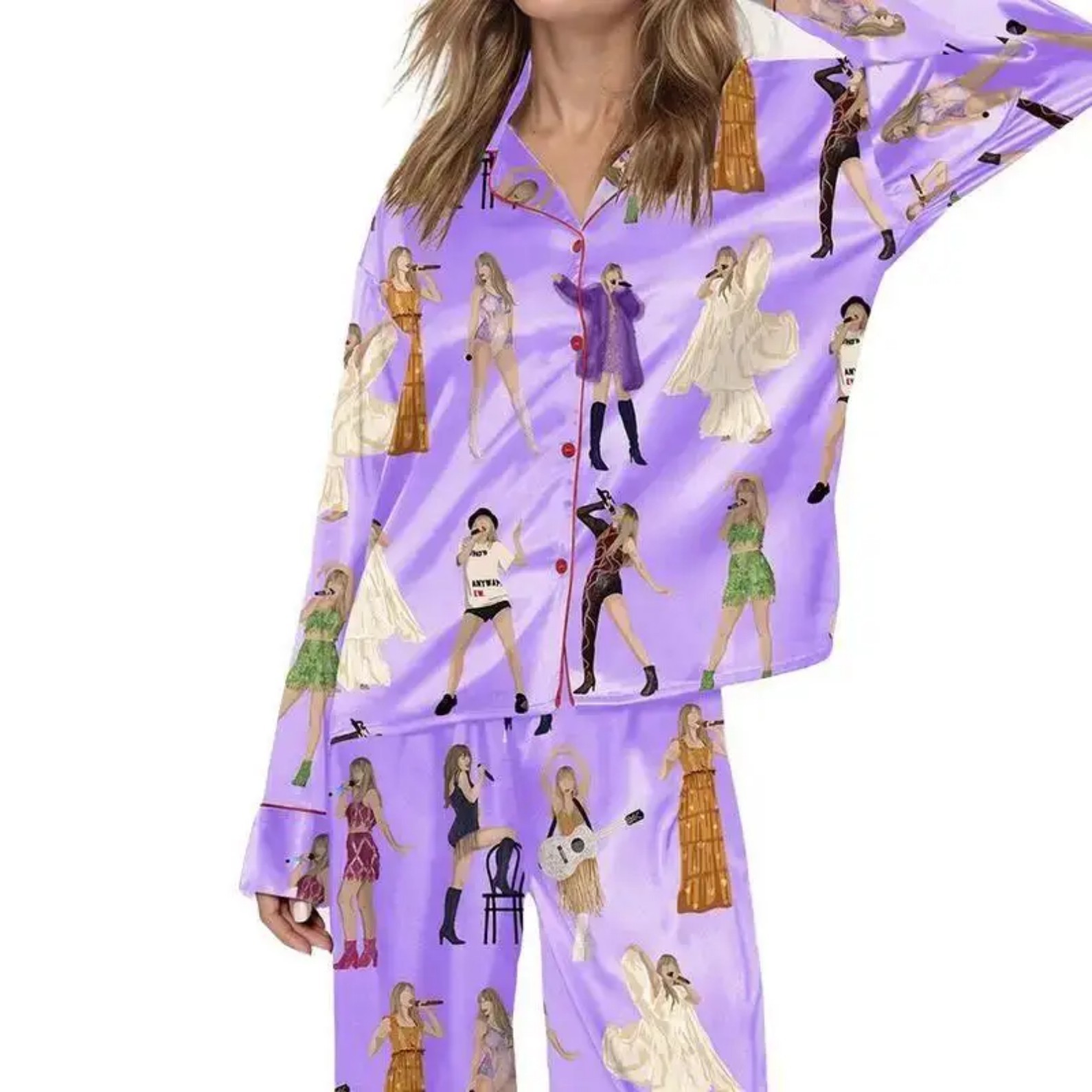 Women's Cuban Collar Long Sleeve Printed Top Set Casual Loungewear