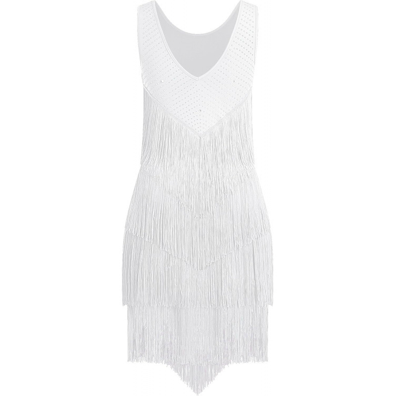 Women's Sleeveless Rhinestone Fringe Latin Dance Dress