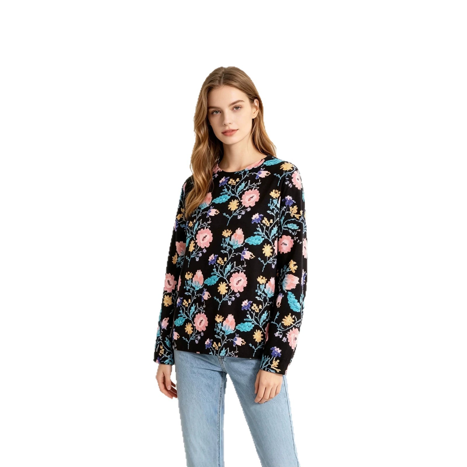 3D Print Christmas Sweater for Women Crewneck Long Sleeve Knit Pullover