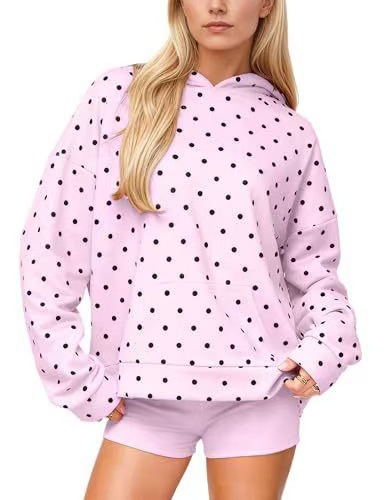 Women's Polka Dot Print Casual Hoodie