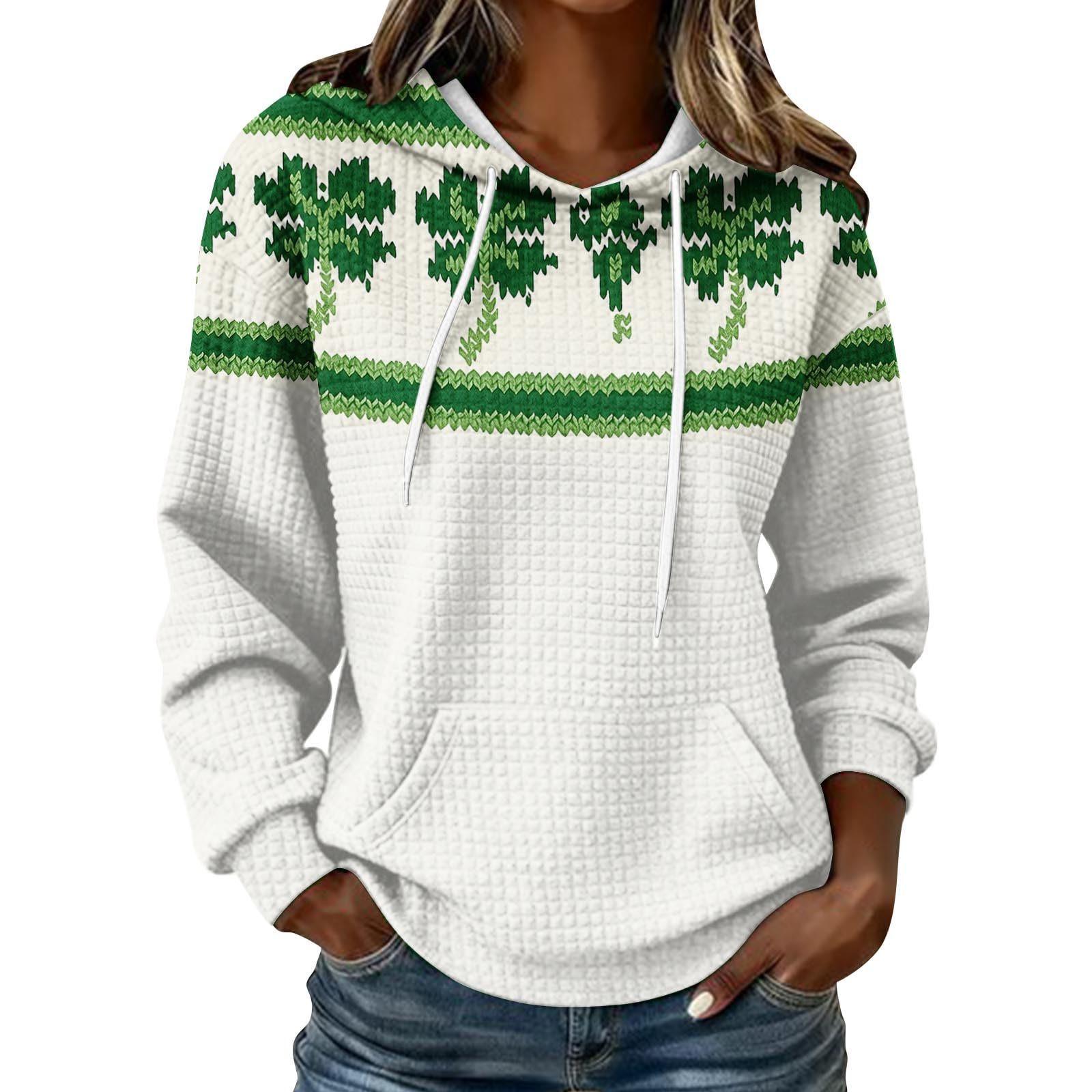 Women's Clover Cross Letter Print Hoodie