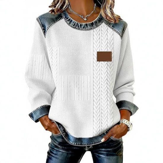 Women's Printed Casual Pullover Hoodie Long Sleeve Crew Neck