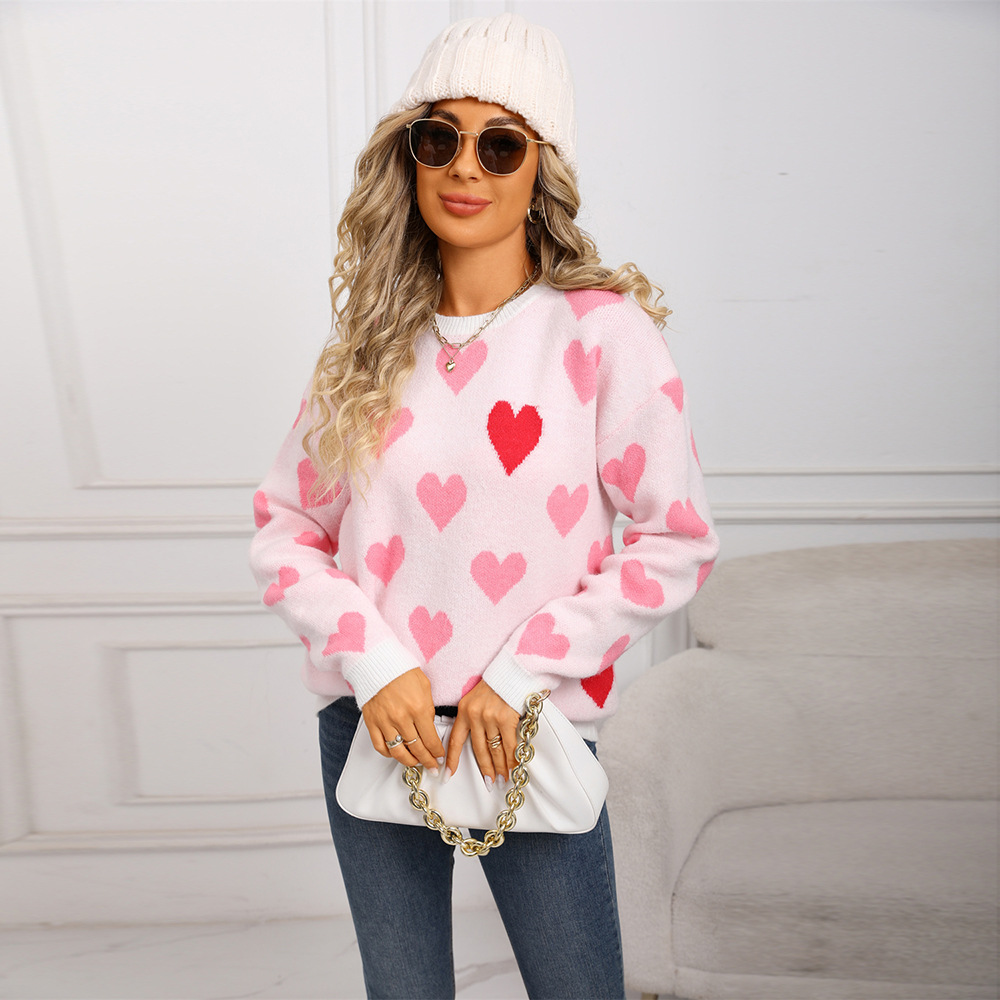 Heart Pattern Warm Knit Pullover Sweater