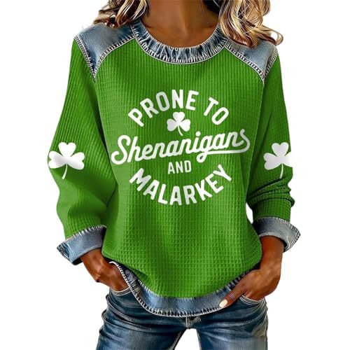 Women's Clover Tree Plant Print Crewneck Sweatshirt
