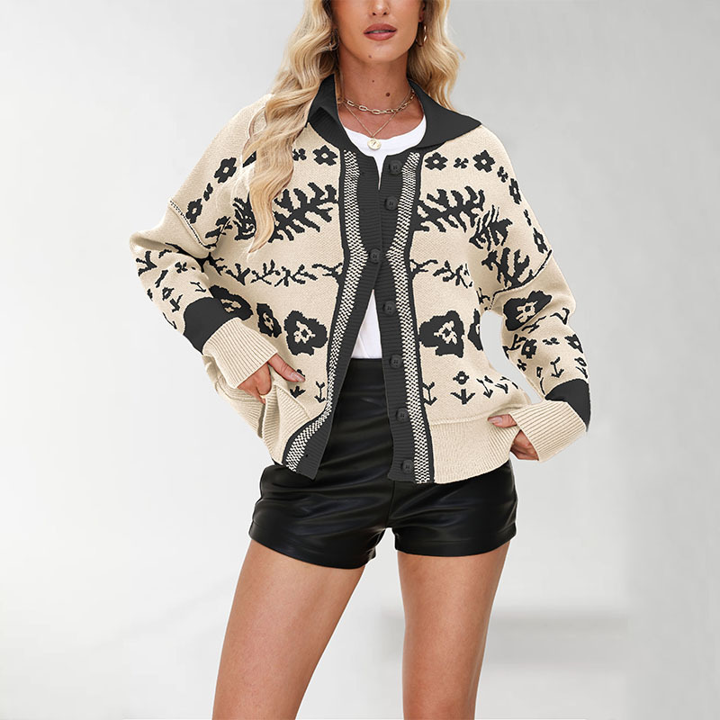 Square Neck Button Knit Cardigan Sweater