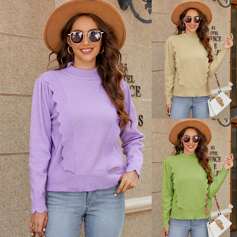 Women's Casual Crewneck Knit Sweater Loose Long Sleeve Pullover Top