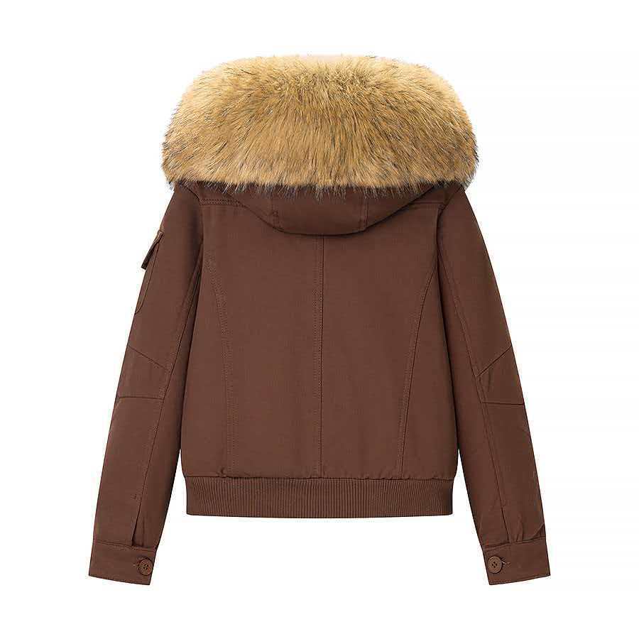 Women's Vintage Moto Jacket with Detachable Faux Fur Collar