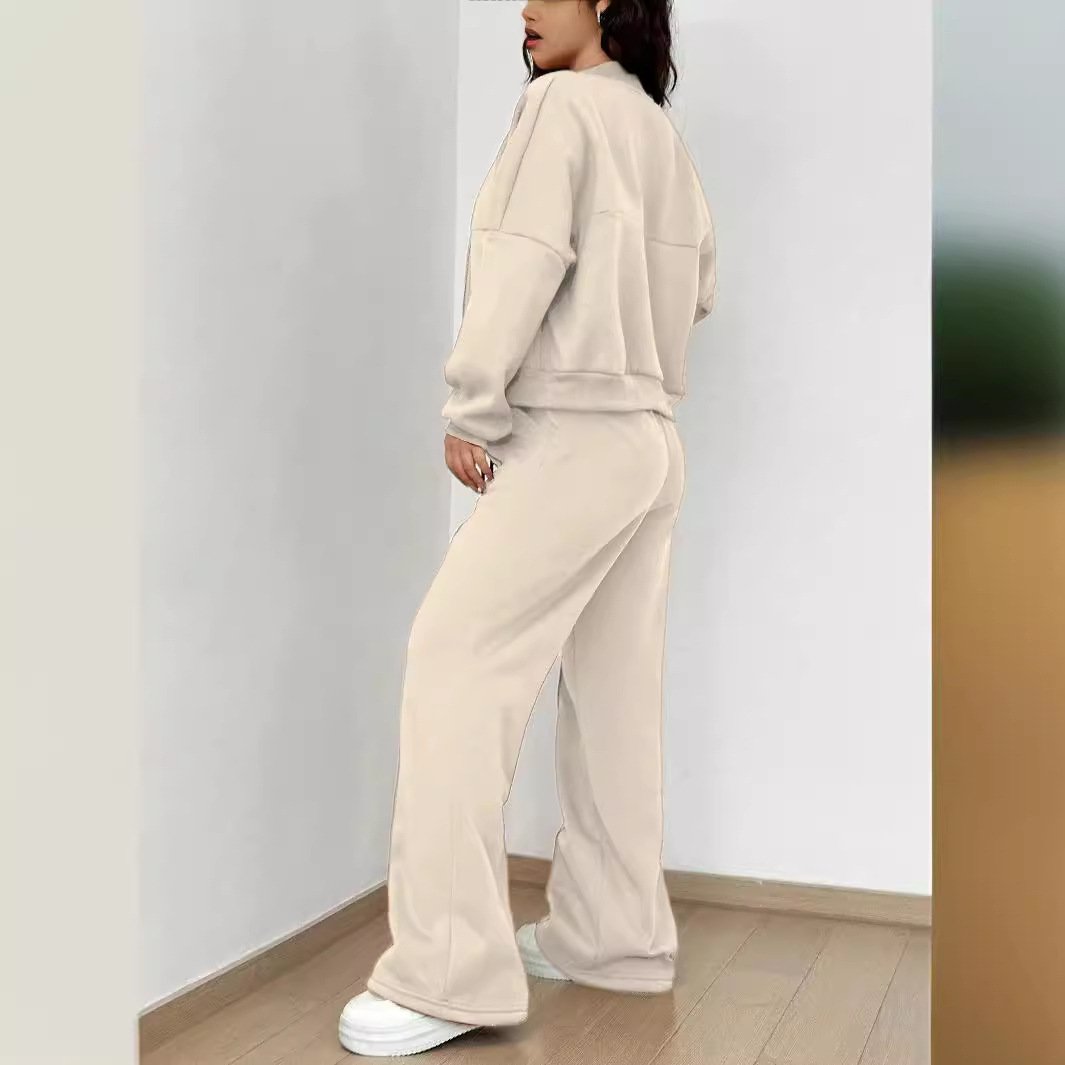 Two-Piece Zip Cardigan and Pants Set Slim Fit