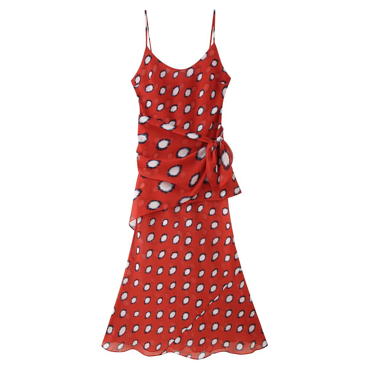 Women's Sleeveless Animal Print A-Line Maxi Dress with Detachable Scarf