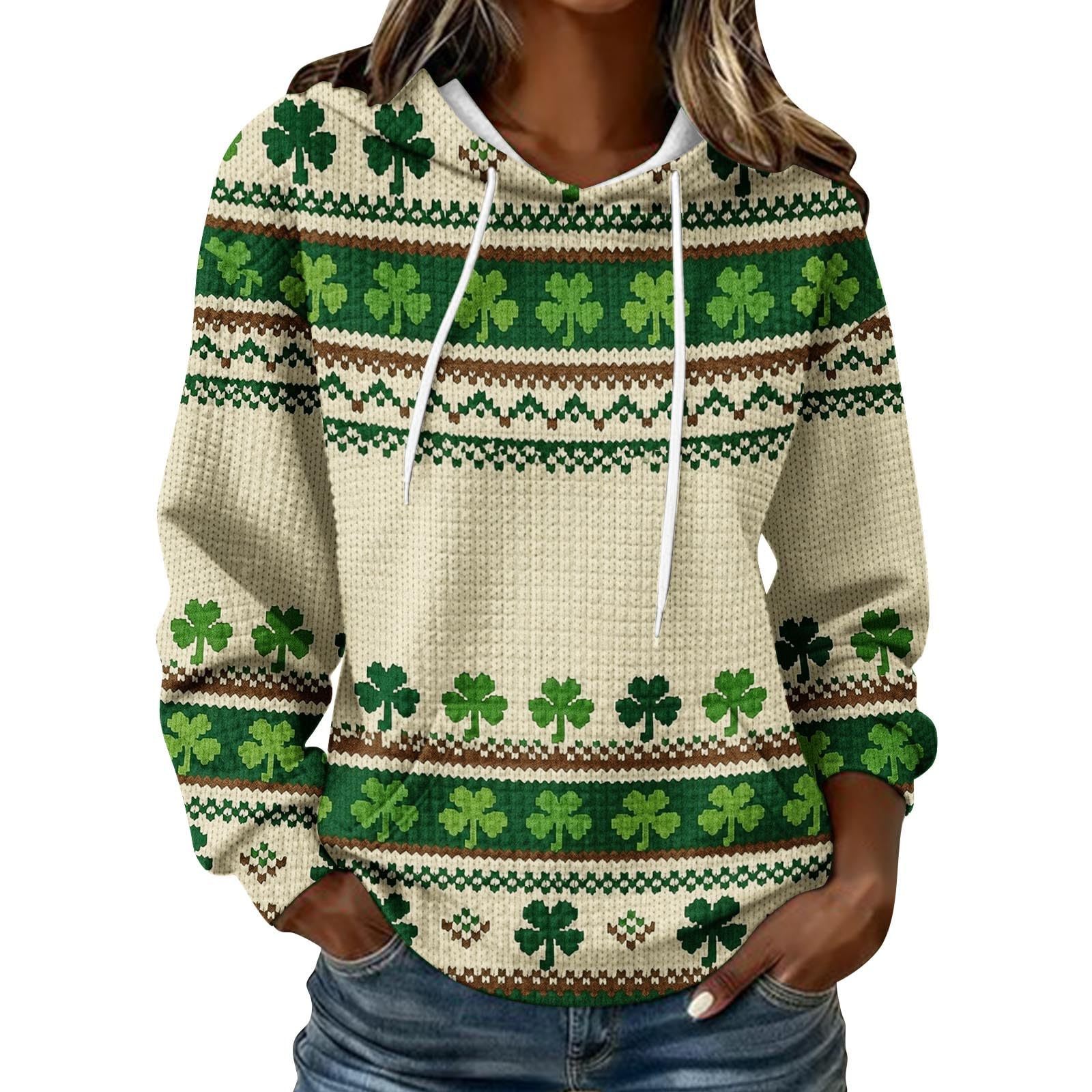 Women's Clover Cross Letter Print Hoodie