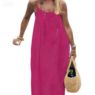 Women's Spaghetti Strap Open Back Loose Long Loungewear Dress