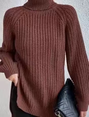 Women's Turtleneck Midi Sweater Soft French Style Pullover