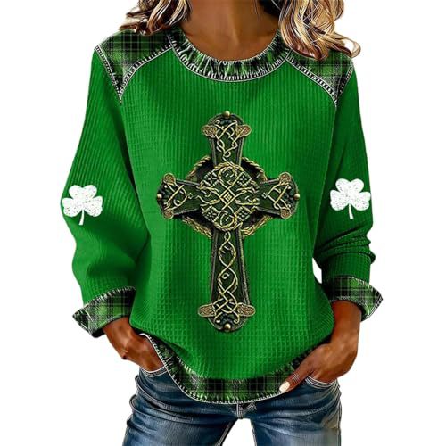 Women's Clover Tree Plant Print Crewneck Sweatshirt