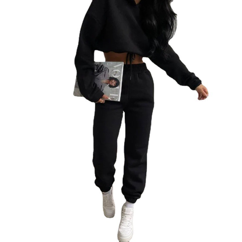 Women's Hooded Sweatshirt and Pants Two-Piece Set