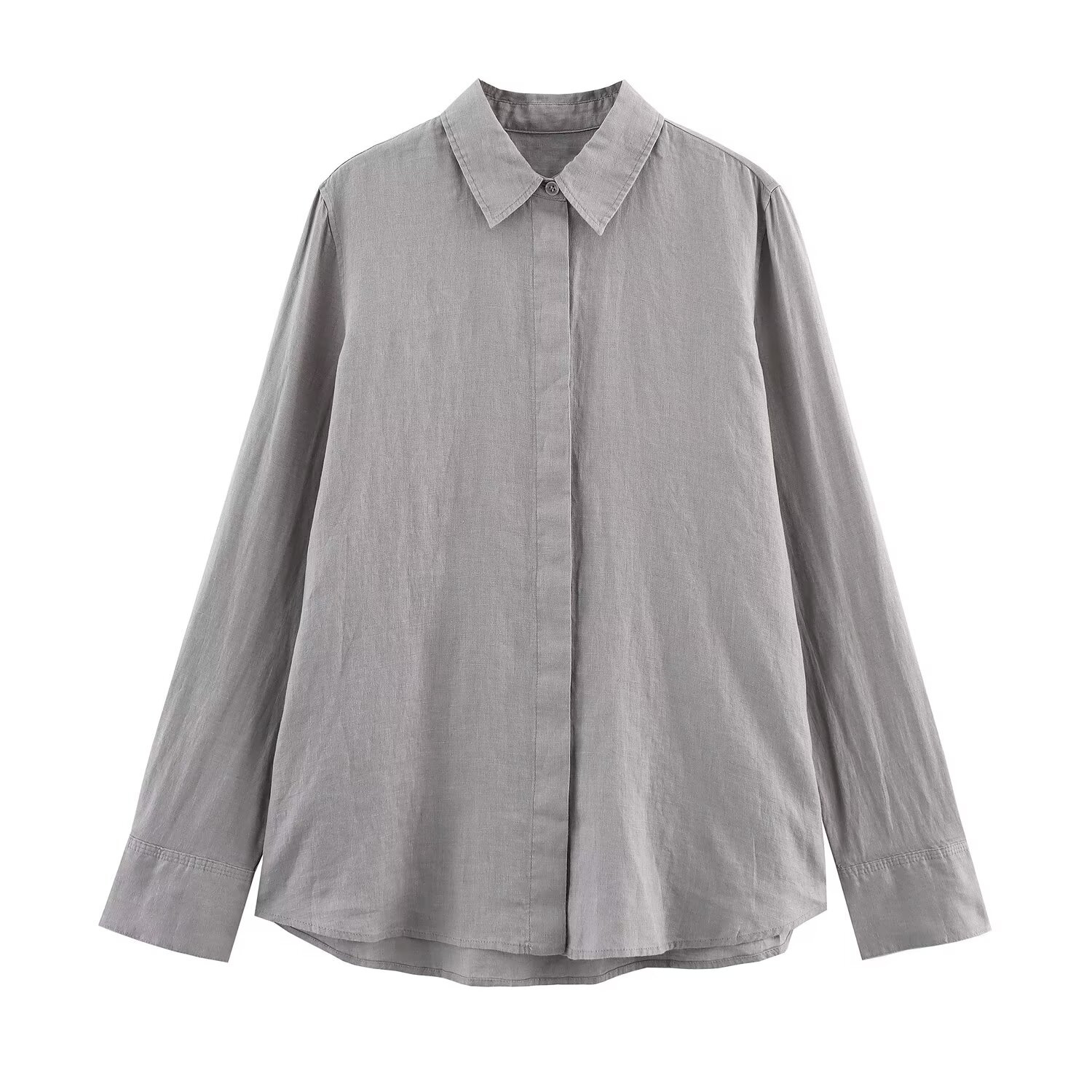 Women's Long Sleeve Shirt & Wide-Leg Straight Pants Set