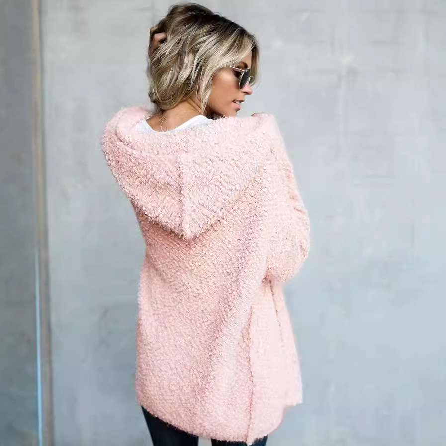 Women's Hooded Open-Front Cardigan Loose Warm Jacket