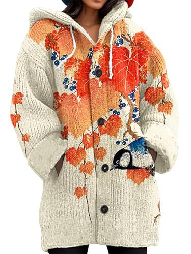 Women's Floral Print Button-Down Cardigan Sweater