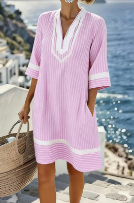 Women's Floral Print Ruched Short Sleeve Midi Dress
