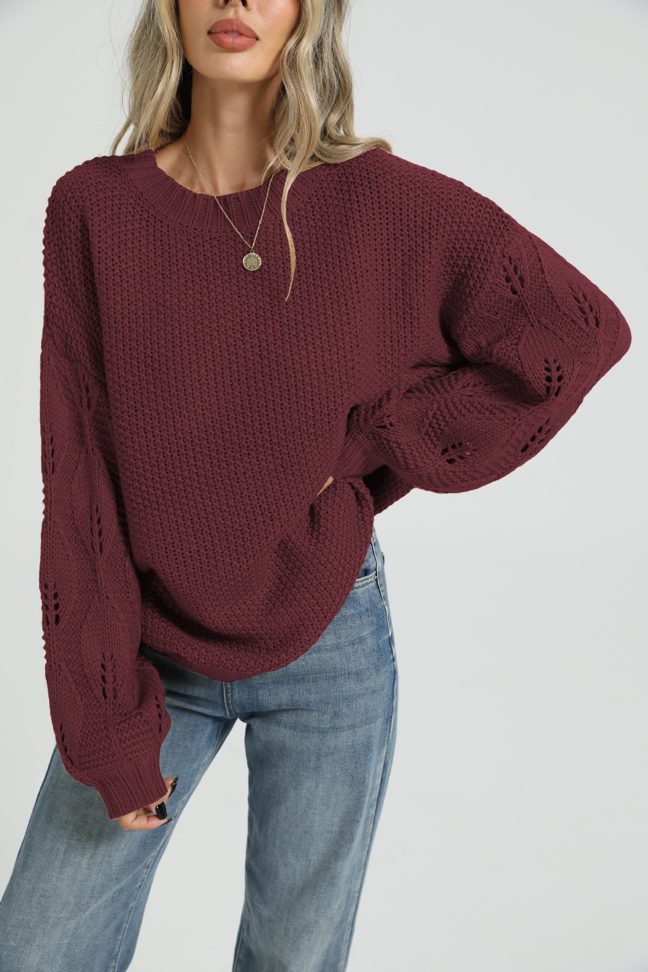 Women's Casual Loose Knit Pullover Sweater