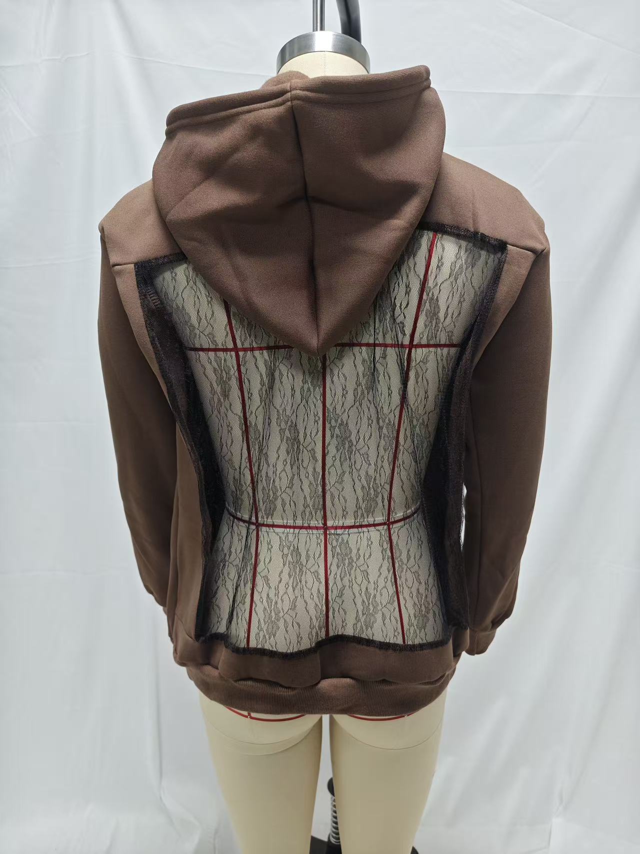 Women's Open-Back Cutout Mesh Hoodie